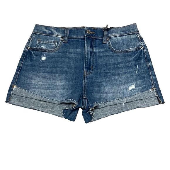 Cosmic Blue Love 28" Cutoff Denim Shorts Blue Pockets Stretch Distressed NWT - Picture 1 of 13